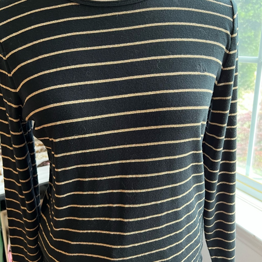 Ralph Lauren Black with Gold Metallic Stripes Large